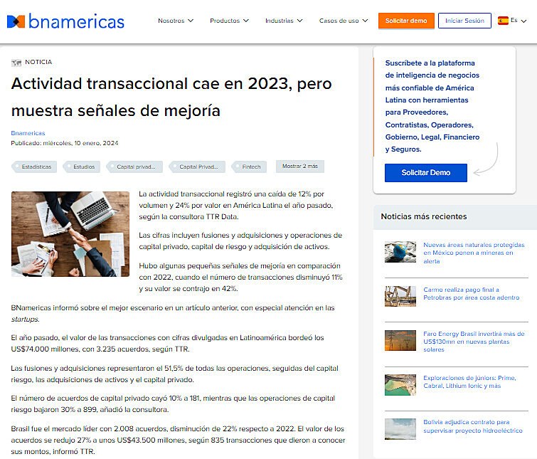 Actividad transaccional cae en 2023, pero muestra seales de mejora